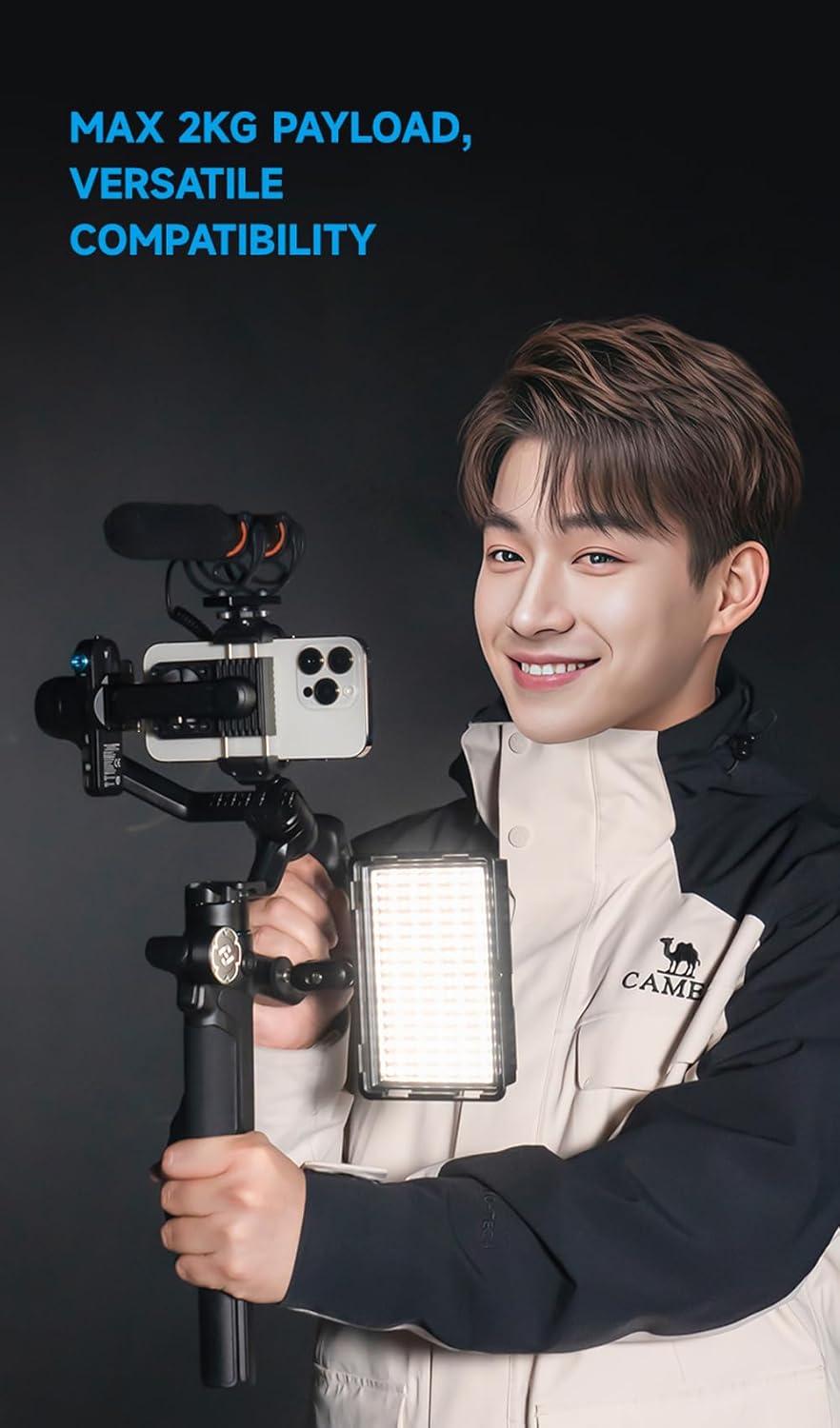 FeiyuTech SCORP Mini 3 Gimbal Stabilizer for Smartphone, Built-in AI Tracking Module & Cooling Fan, 2KG Payload 3-Axis Phone Gimbal with Integrated Grip Design, Gimbal Stabilizer for iPhone & Android