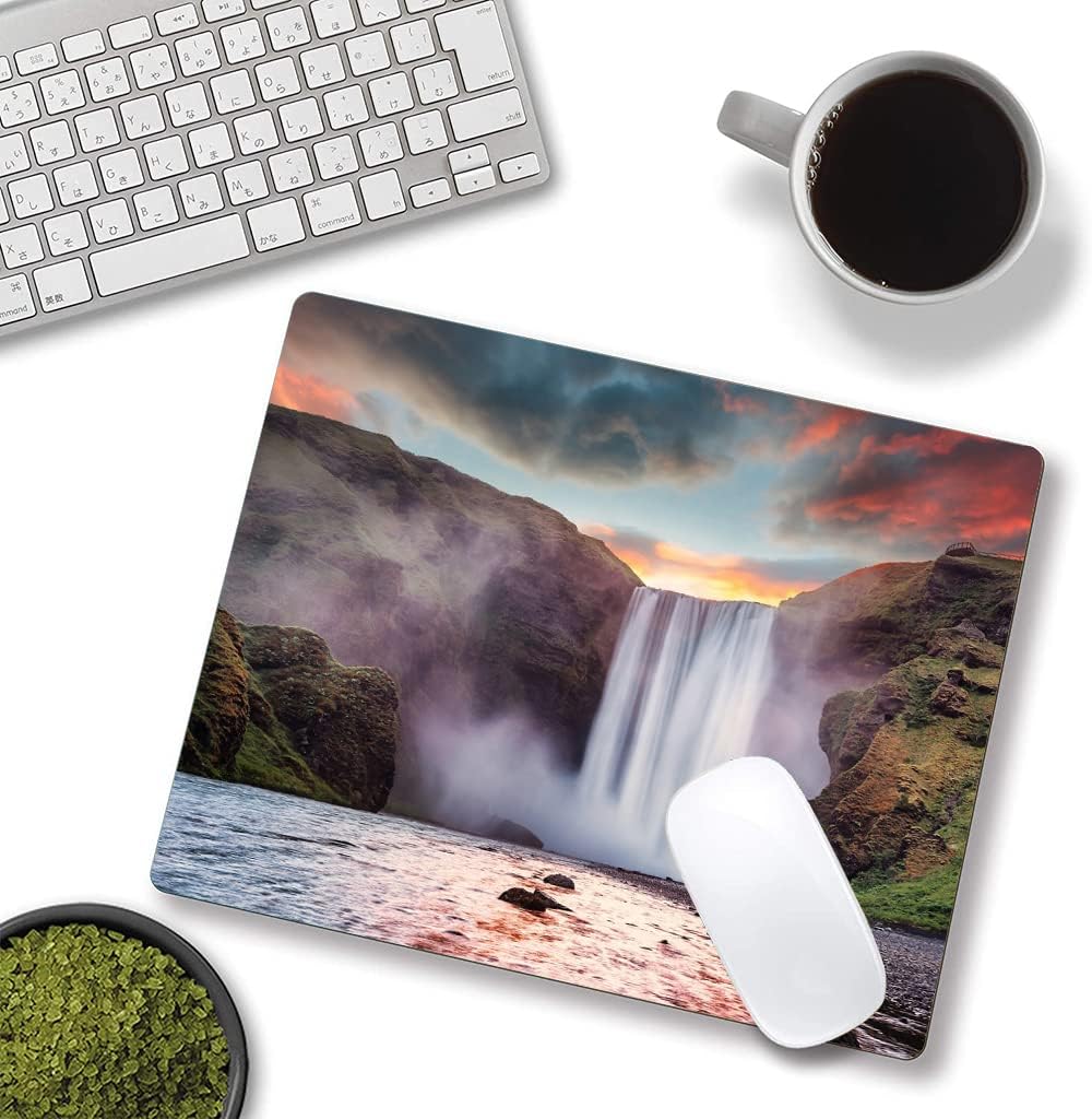 Hokafenle Mouse Pad, Waterfall Mouse Pad, Falls Mouse Pads for Desk, Office Non-Slip Rubber Base Square Wireless Mousepad for Laptop