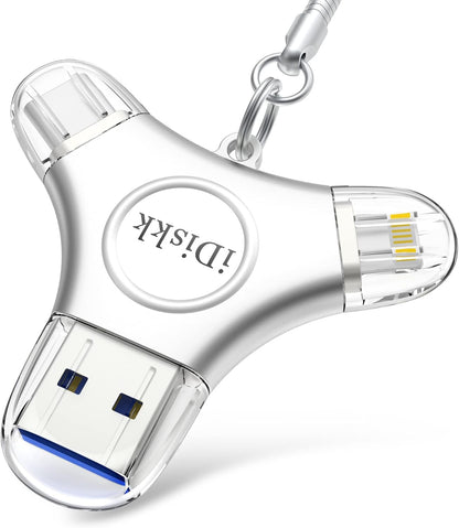 iDiskk 256GB App-le Certified Flash Drive Photo Vault for iPhone 15 USB C iPad Pro Android Samsung Flash Drive for iPhone Photo Storage Stick iPad pro Photo Stick for iPhone and Computer