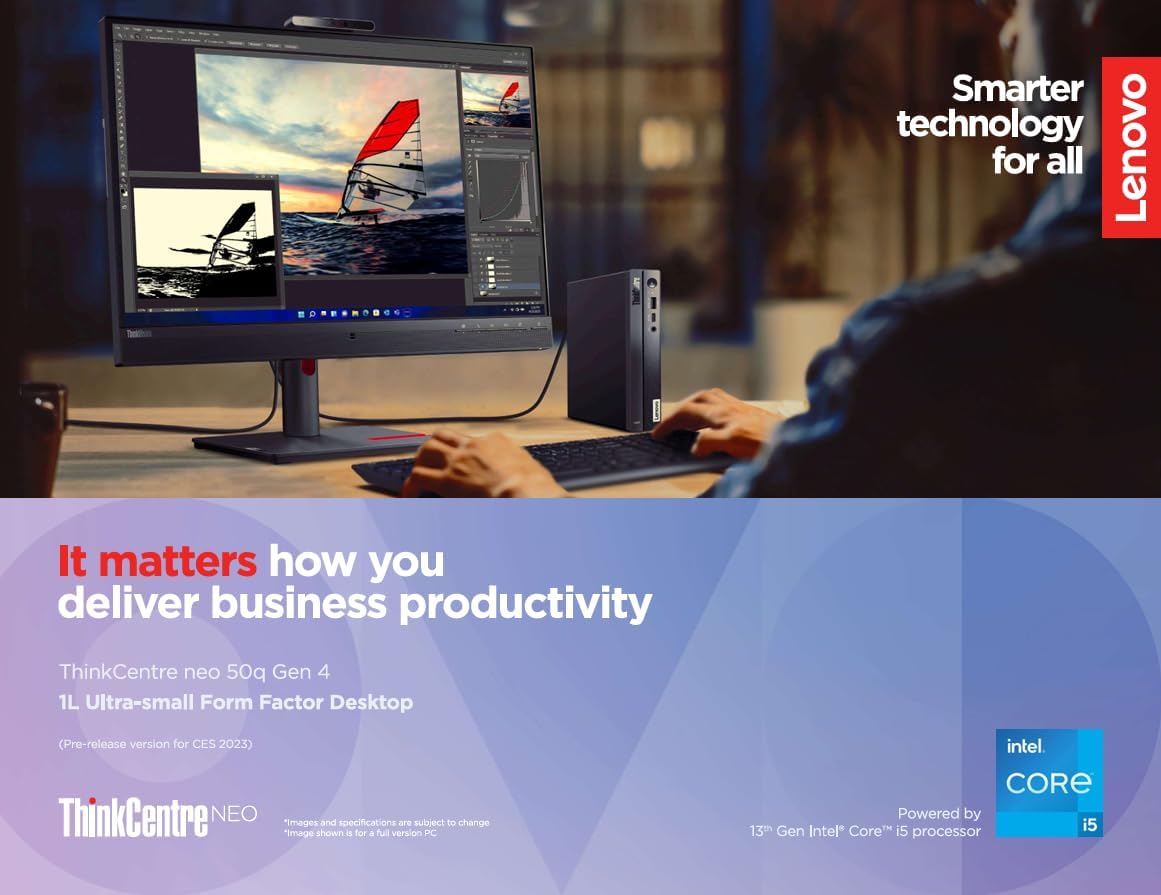 Lenovo ThinkCentre 50q Gen 4 Business Mini Desktop, 13th Gen Intel Core i5-13420H, 16GB RAM, 1TB PCIe SSD, Display Port, RJ-45, HDMI, Wi-Fi 6, Windows 11 Pro, Black