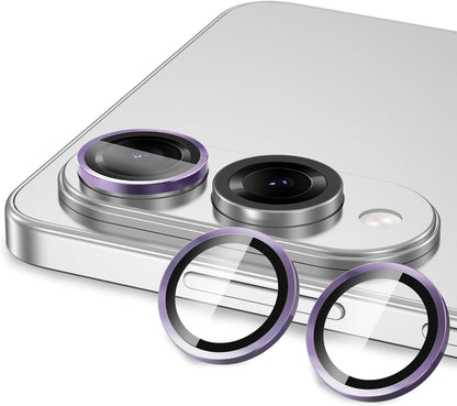 for Samsung Galaxy S25 Edge Camera Lens Protector, Individual Metal Ring Tempered Glass Lens Cover, [Strong Adsorption] Scratch Resistant Ultra-Thin HD Clear Lens Cover, 1 Set-Purple