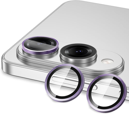 for Samsung Galaxy S25 Edge Camera Lens Protector, Individual Metal Ring Tempered Glass Lens Cover, [Strong Adsorption] Scratch Resistant Ultra-Thin HD Clear Lens Cover, 1 Set-Purple