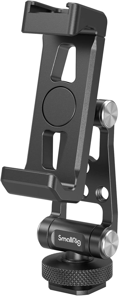 SMALLRIG Metal Phone Holder Support with Cold Shoe Mount, Universal Smartphone Adapter Support Free Adjustment Joints, Phone Tripod Mount for iPhone 17/16/15, for Samsung Galaxy etc-4382