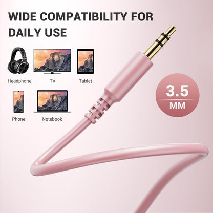 OneOdio 6.35mm to 3.5mm 6.6-9.8FT Stereo Adapter Cable Compatible with AMPs, Electronic Keyboards, Mixers, Guitars and Pro10/Pro30/Pro50 Headphones of OneOdio- Rose Gold