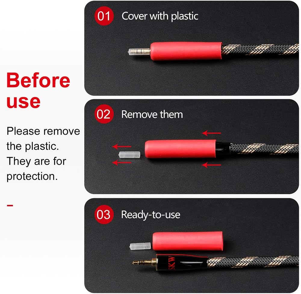 SKW Audiophiles High Gauge AUX Cable 3.5mm Male to Male Jack Cable with Diameter 6.8mm Stereo Audio Cable 3.2ft (1m)