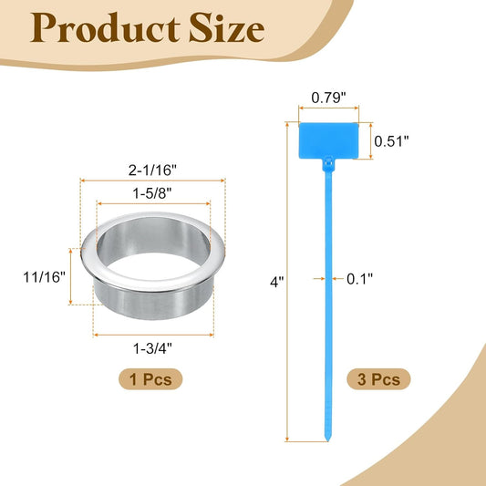 uxcell Desk Grommet, 1-3/4" (45mm) Zinc Alloy Cable Hole Cover Wire Cord Organizer with Marked Cable Ties for Home Office Desktop Wire, Silver Tone