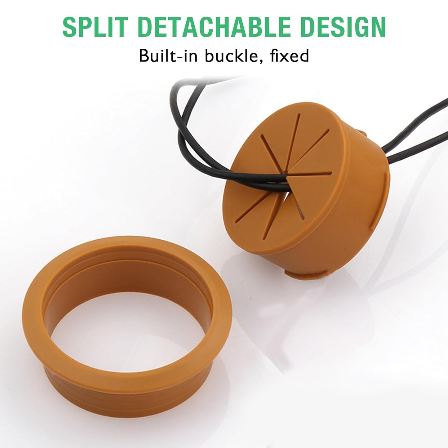 2 Pcs Desk Grommet 2-1/16" / 53 mm, Desk Hole Cover for Cables Black, Cable Grommet ABS Plastic, Desk Hole Grommet for Home & Office Pc, Detachable Cable Cord Organizer