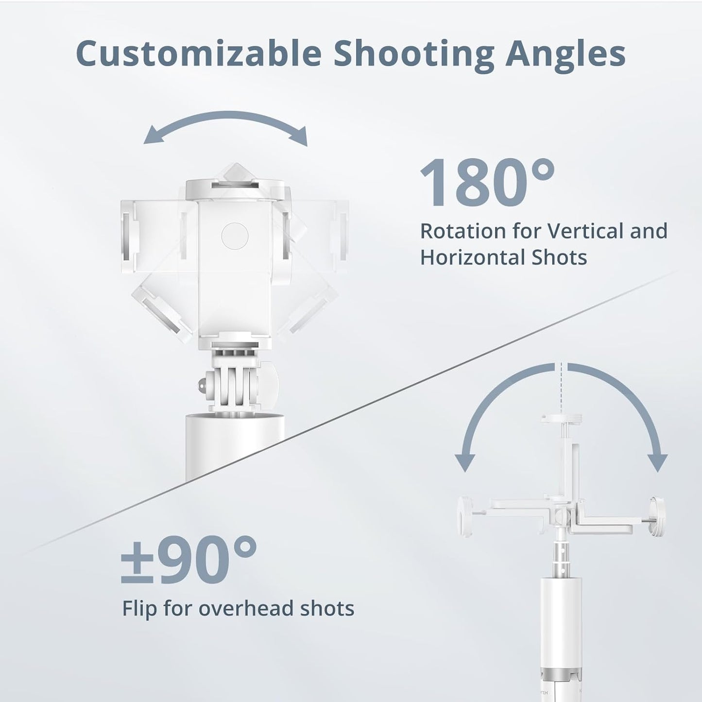 ATUMTEK 63" Phone Tripod, Extendable Selfie Stick Tripod with Bluetooth Remote, All-in-One Aluminum with Cold Shoe Mount for GoPro, 4"-7" iPhone and Android Smartphones, White