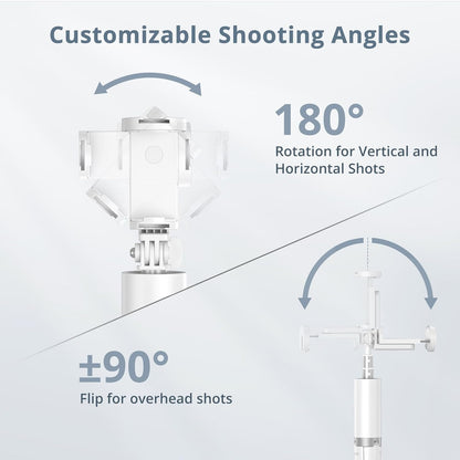 ATUMTEK 63" Phone Tripod, Extendable Selfie Stick Tripod with Bluetooth Remote, All-in-One Aluminum with Cold Shoe Mount for GoPro, 4"-7" iPhone and Android Smartphones, White