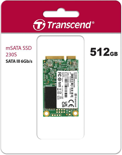 Transcend 512GB mSATA SSD with Dram Cache, Up to 560MB/s, Mini SATA III 6G/s Internal Solid State Drive for Ultrabook, Desktop, Tablet, PC, GPS, Server, 3D TLC NAND Flash, LDPC Error Correction, ECC