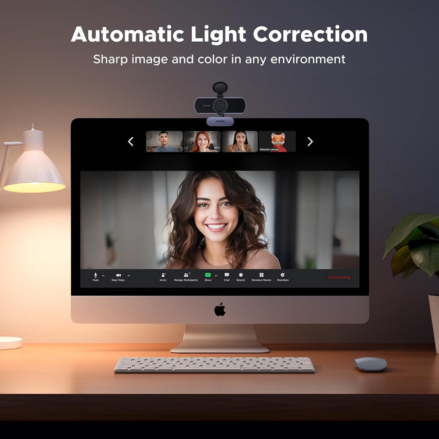 UGREEN 2K Webcam for PC Ultra HD 1080P Computer Webcam with Microphone, PC Camera with Privacy Cover, USB Web Camera for Streaming, Conference, Video Calling, Zoom, Skype, Teams, FaceTime, Grey