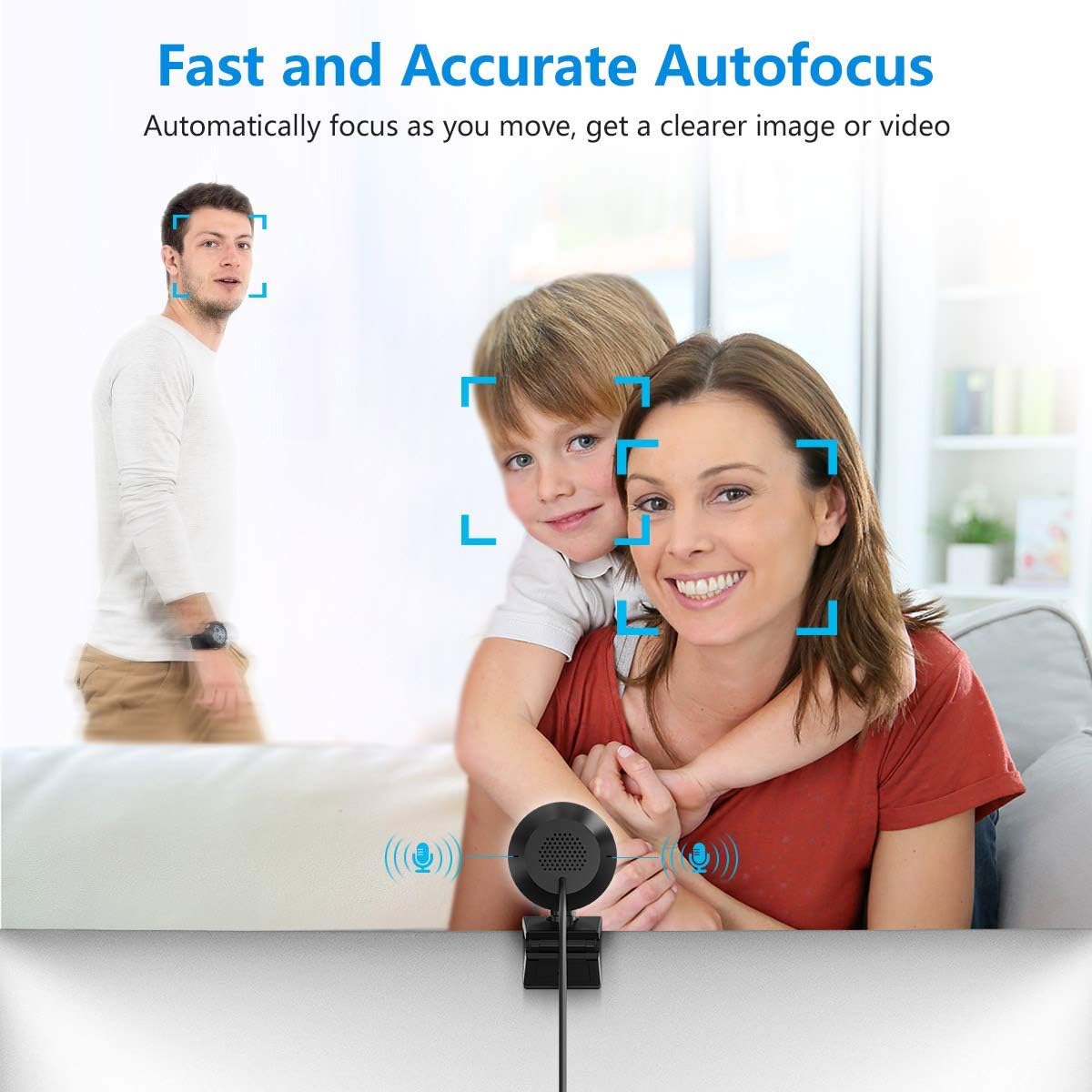 JIGA Streaming Webcam with Dual Microphone 1080P Adjustable Right Light Pro Web Camera Advanced Auto-Focus with Tripod Zoom Camera Gaming Webcam for Xbox Facebook YouTube Streamer Conferencing