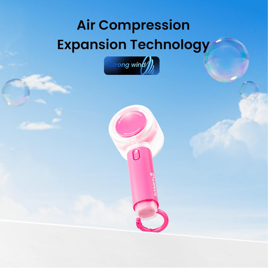 AIRMATE Portable Handheld Fan, 5 Wind Speed Adjustable, 3000mAh Battery Rechargeable, Durable Motor, 13000RPM Super Powerful Wind, Personal Turbo Hand Held Mini fan for Makeup/Travel/Outdoor (Pink)
