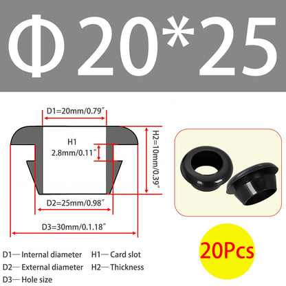Qrity 20 PCS Rubber Grommets Cable Railing, Car Grommet, Cable Railing Protective Sleeves for Metal Posts, ID 20mm Mount Dia 25mm
