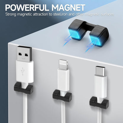 10 Pack Magnetic Cord Organizer Holder, Cable Clips - Strong Magnet Wire Management for Desk, Under Desk, Nightstand, Office, Car, Kitchen, Adjustable