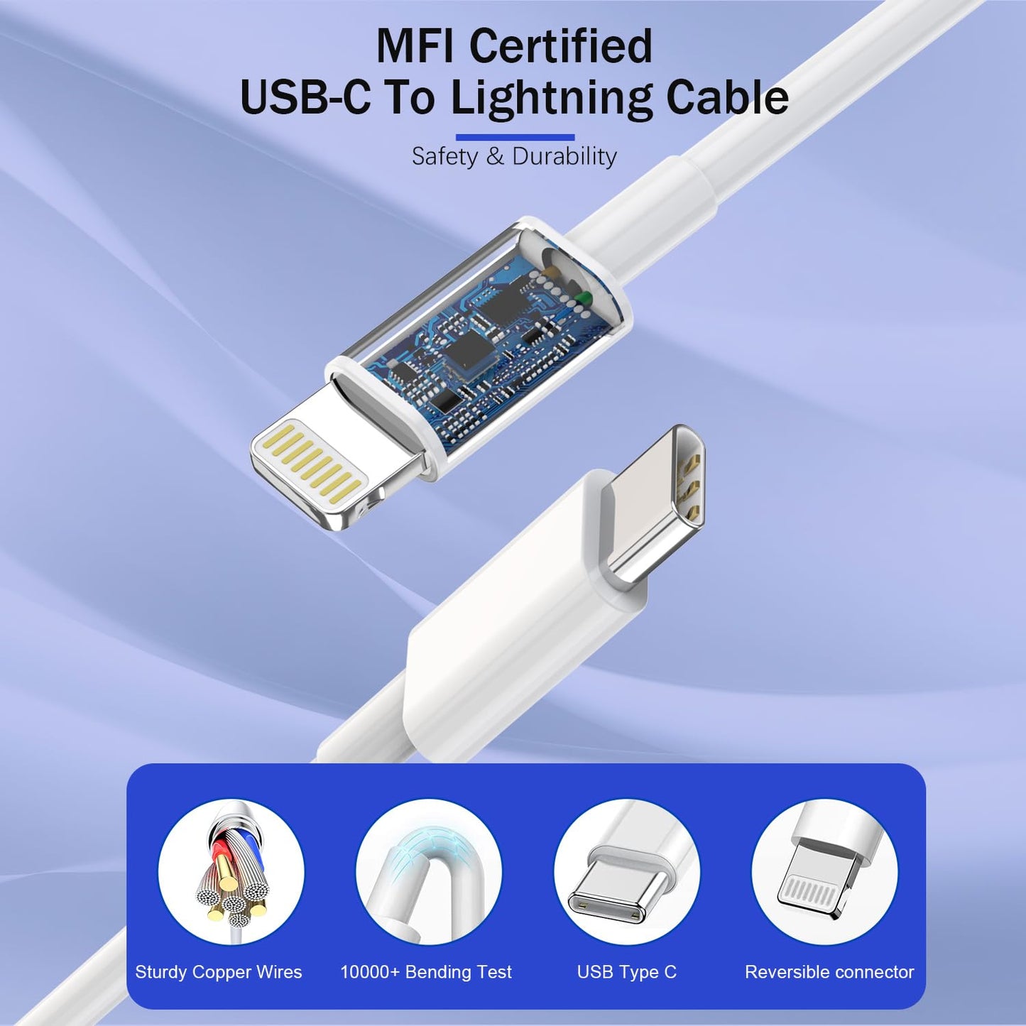 【Apple MFi Certified】Fast Charger iPhone,Fast i Phone Charging Cord 3Pack iPhone Charger Fast Charging Plug Block 6FT USB C to Lightning Cable for iPhone 14/14 Pro Max/Plus/13 Mini/12/11/XR/XS,AirPods