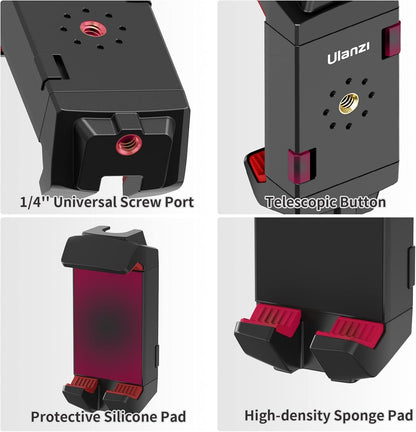 ULANZI ST-29 Phone Tripod Mount, Universal 2-in-1 Tablet Smartphone Holder Adapter with Cold Shoe Mount, 2.6"-8.8" Extend Clip Clamp Compatible with iPad, iPhone, Samsung Galaxy and More