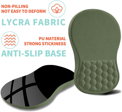 Ergonomic Mouse Pad Wrist Support with Memory Foam Massage Bulge, Carpal Tunnel Pain Relief Mousepad Wrist Rest for Mouse(12x8 inch,Olive Green)