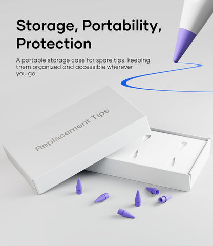 Replacement Pencil Tips for Apple Pencil Pro, Pen Tips for Apple Pencil 2nd Gen/1st Gen/USB-C, Wear-Resisting Pencil Nibs with Storage Box, Pen Nibs Set Compatible with Apple Pen (6 Pack, Purple)