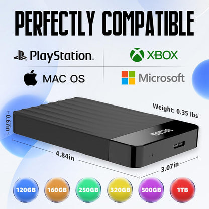 Portable External Hard Drive Storage Expansion Mobile HDD USB 3.0 for PC, Mac, Desktop, Laptop, PS4, PS5, Xbox One X/S, Xbox 360, Xbox Series X/S, Office & Game (Black, 320GB)