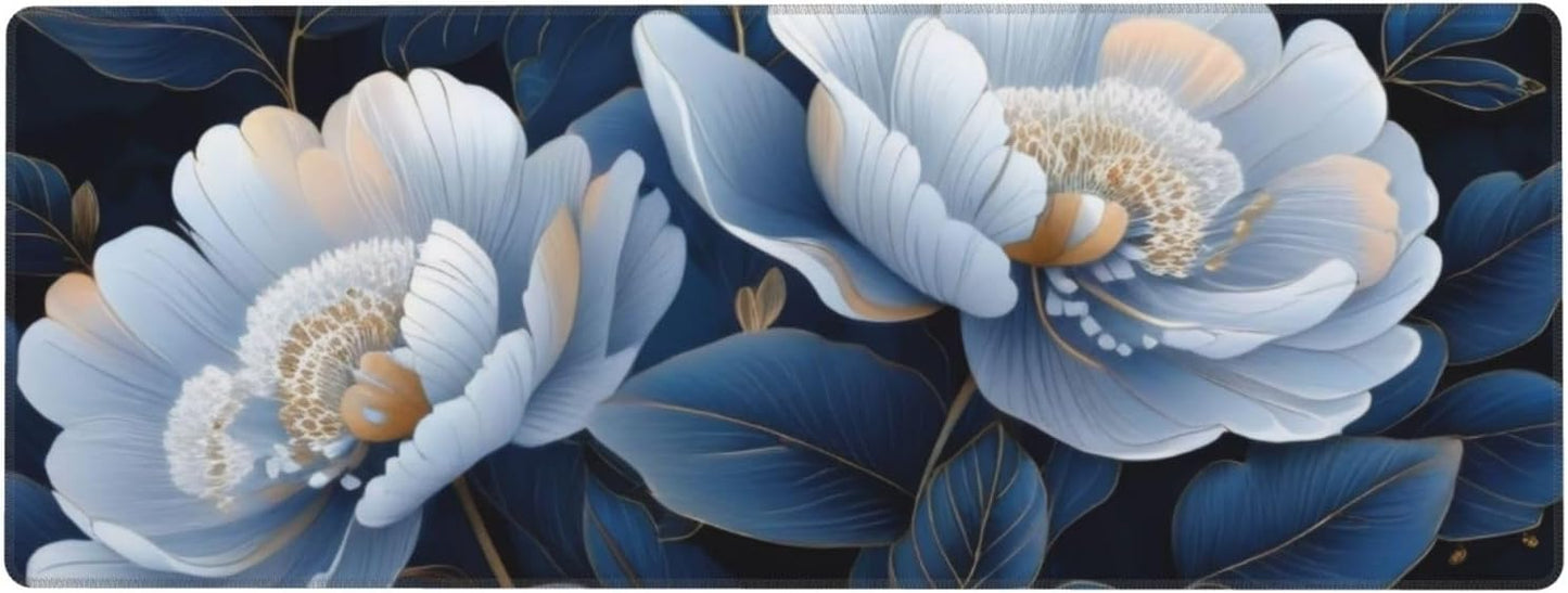 Gaming Mouse Pad, Large Non-Slip Rubber Base Mousepad, Keyboard Mouse Mat, Desk Pad with Stitched Edges, 31.5x11.8inch, Gorgeous Flowers