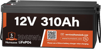 12V 310Ah LiFePO4 Lithium Battery – Max. 3968Wh, 15000+ Deep Cycle Battery with 100A BMS, Low-Temp Cutoff | A+ Grade Cells for Marine, Trolling Motor, Off-Grid Home Energy Storage, Van Life
