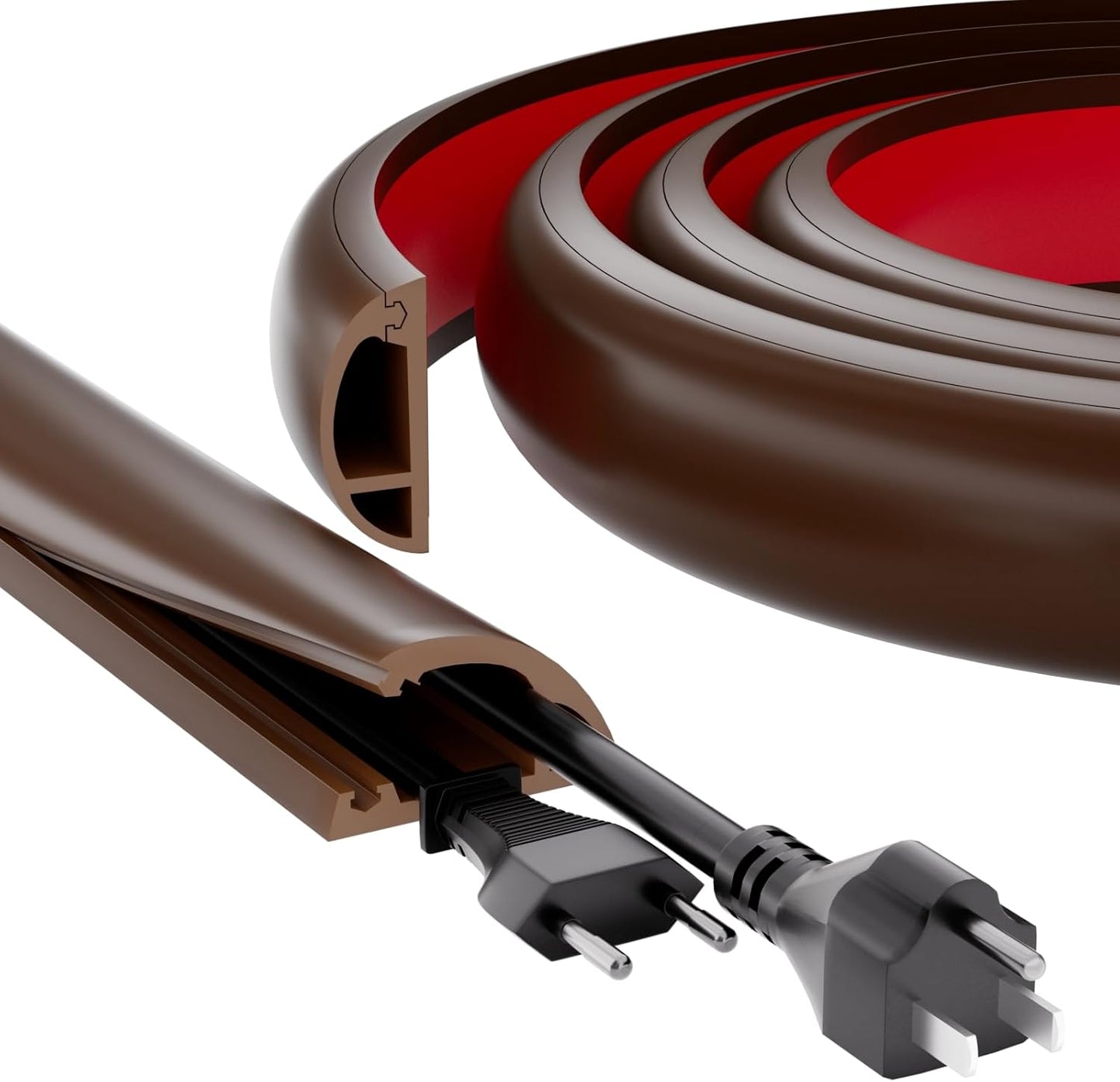 4ft Floor Cord Cover, Silicone Wire Hider, Hide Extension Cords, Protect Cords, Prevent Cable Trips, Heavy-Duty Adhesive-Backed Anti-Trip Cable Protector for Floor, Desk & Wall