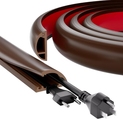 4ft Floor Cord Cover, Silicone Wire Hider, Hide Extension Cords, Protect Cords, Prevent Cable Trips, Heavy-Duty Adhesive-Backed Anti-Trip Cable Protector for Floor, Desk & Wall