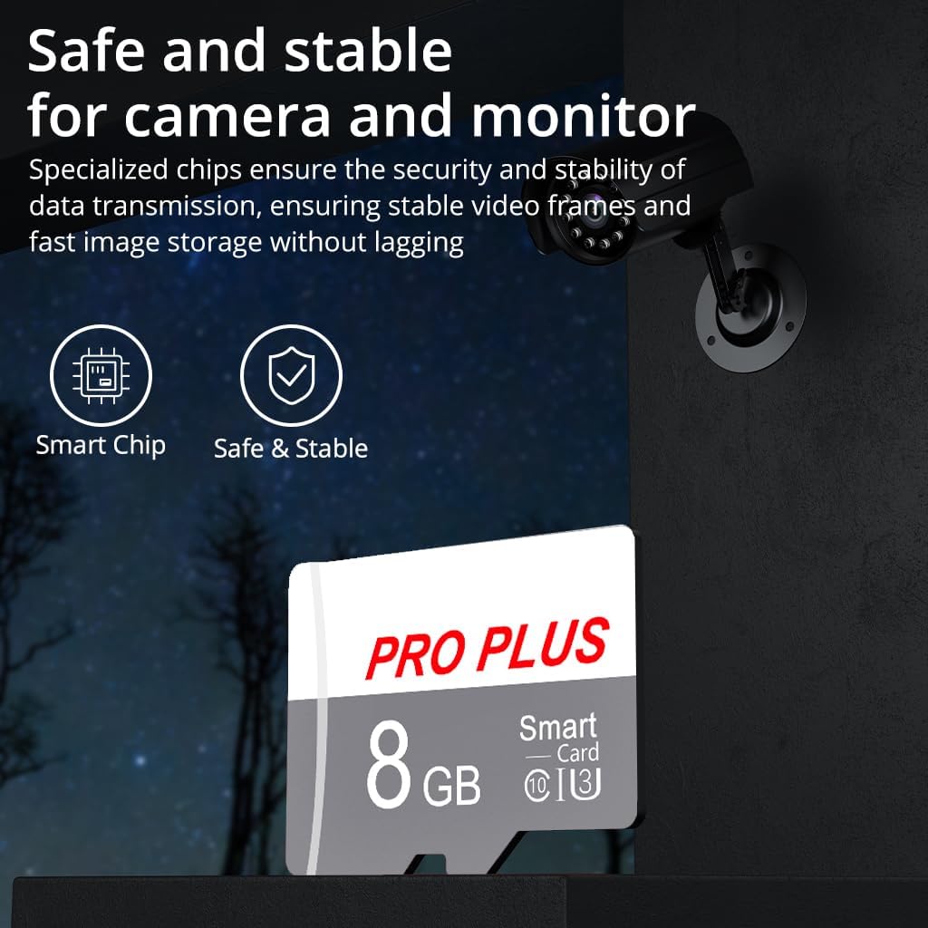 2 Pack TF Card 8GB with Adapter, High Speed Memory Card, UHS-I C10 A1 Memory TF Card for Tablet/Mobile Phone/Camera/Car Audio/Game Console (TF183 White Gray 8GB)