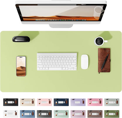 YSAGi Leather Desk Protector, Office Mat, Large Mouse Mat, Non-Slip PU Leather Blotter, Laptop Desk Mat, Waterproof Writing Pad for Office and Home (Peak Green, 31.5" x 15.8")