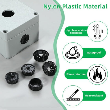 8PCS Cable Grommets, 2"(50mm) Desk Hole Cover Petal Shaped Buckle Type Nylon Snap Bushing Grommet, Wire Hole Cover Insert for Cables and Cords Management and Protection of Cabinet, Black