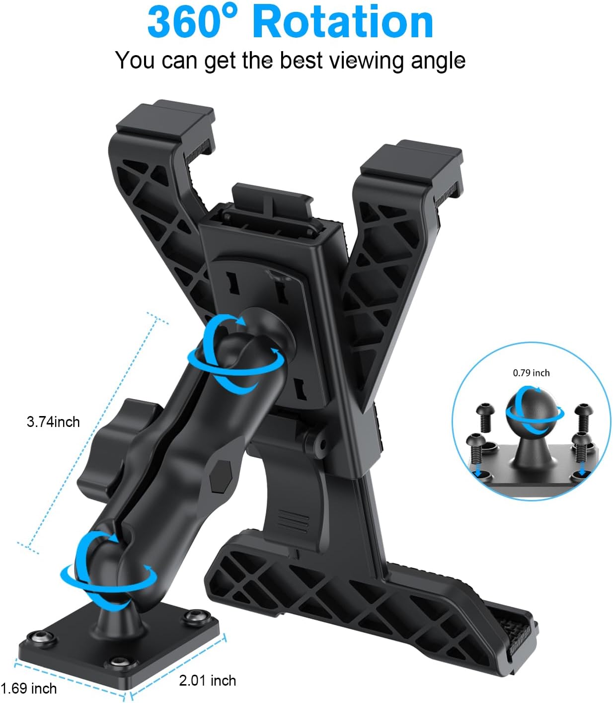 PLDHPRO Tablet Holder for Truck Heavy Duty Drill Base iPad Car Mount Stand for Dashboard Wall