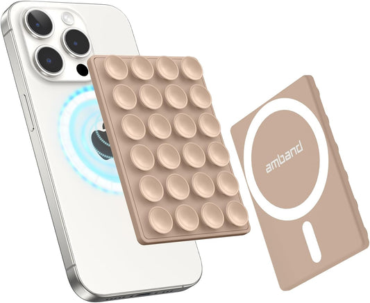 amBand Magnetic Suction Phone Mount Trendy Stocking Stuffers for Men Women Dad Mom Adults, Removable Brown Octo Cup Buddy Sticky Holder for Hands-Free Selfie/Video, Milk Tea