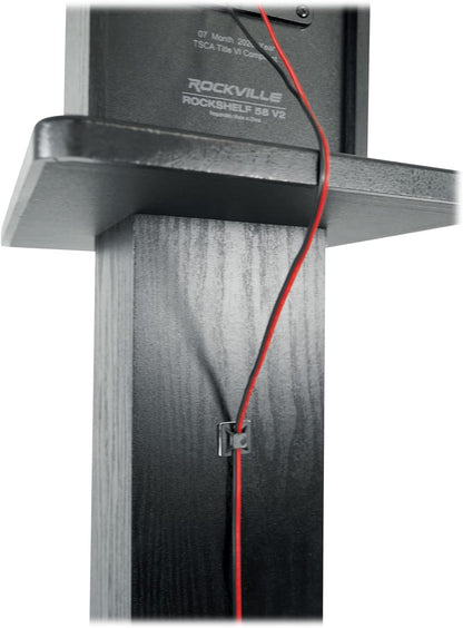 Rockville Pair SS28B Premium Black Wood Grain 28" Home Speaker Stands, 100lb Capacity, Solid MDF Wood, Dual Platforms, Spikes and Pads Included, for Home Theater and Studio Audiophiles