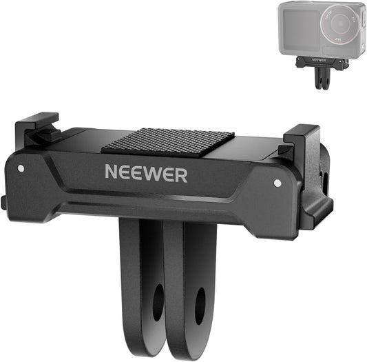 NEEWER Magnetic Mount Adapter Compatible with DJI Osmo Action 5 Pro 4 3, Quick Release Mount Base with Two Prong Connector for Tripods, Selfie Sticks, Vlogging Accessories, GP-73