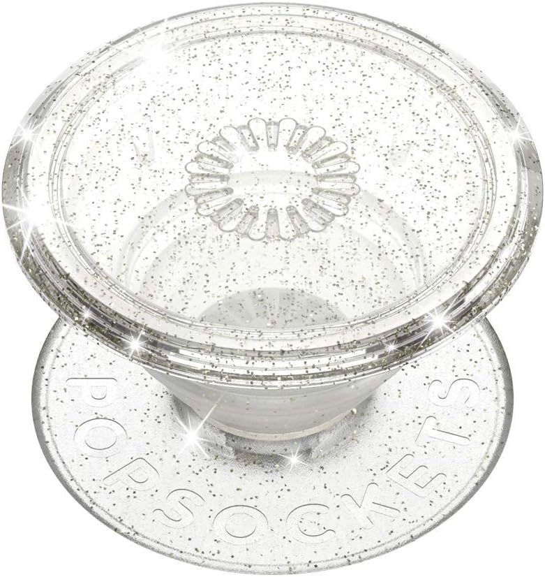 PopSockets Translucent Phone Grip with Expanding Kickstand, PopSockets for Phone, Adhesive Grip, Translucent PopGrip - Clear Glitter Silver