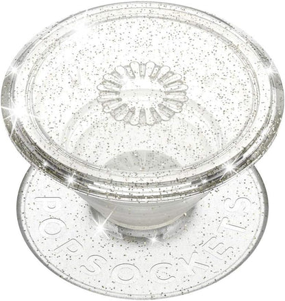 PopSockets Translucent Phone Grip with Expanding Kickstand, PopSockets for Phone, Adhesive Grip, Translucent PopGrip - Clear Glitter Silver