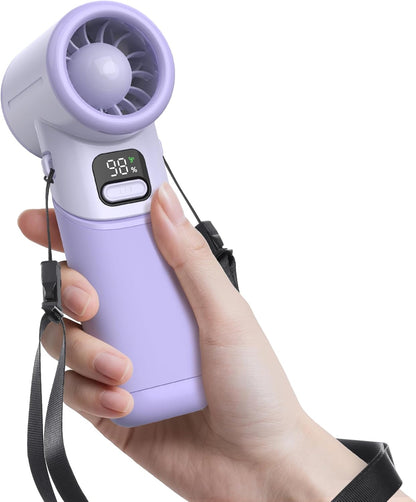 Portable Handheld Fan - 5000mAh Rechargeable Battery, 19Hrs Cooling Max, 5 Speed, 11000RPM High Power Motor, 3-IN-1 Personal Mini Fan with Neck Strap for Women Men Travel/Camping/Outdoor - Purple