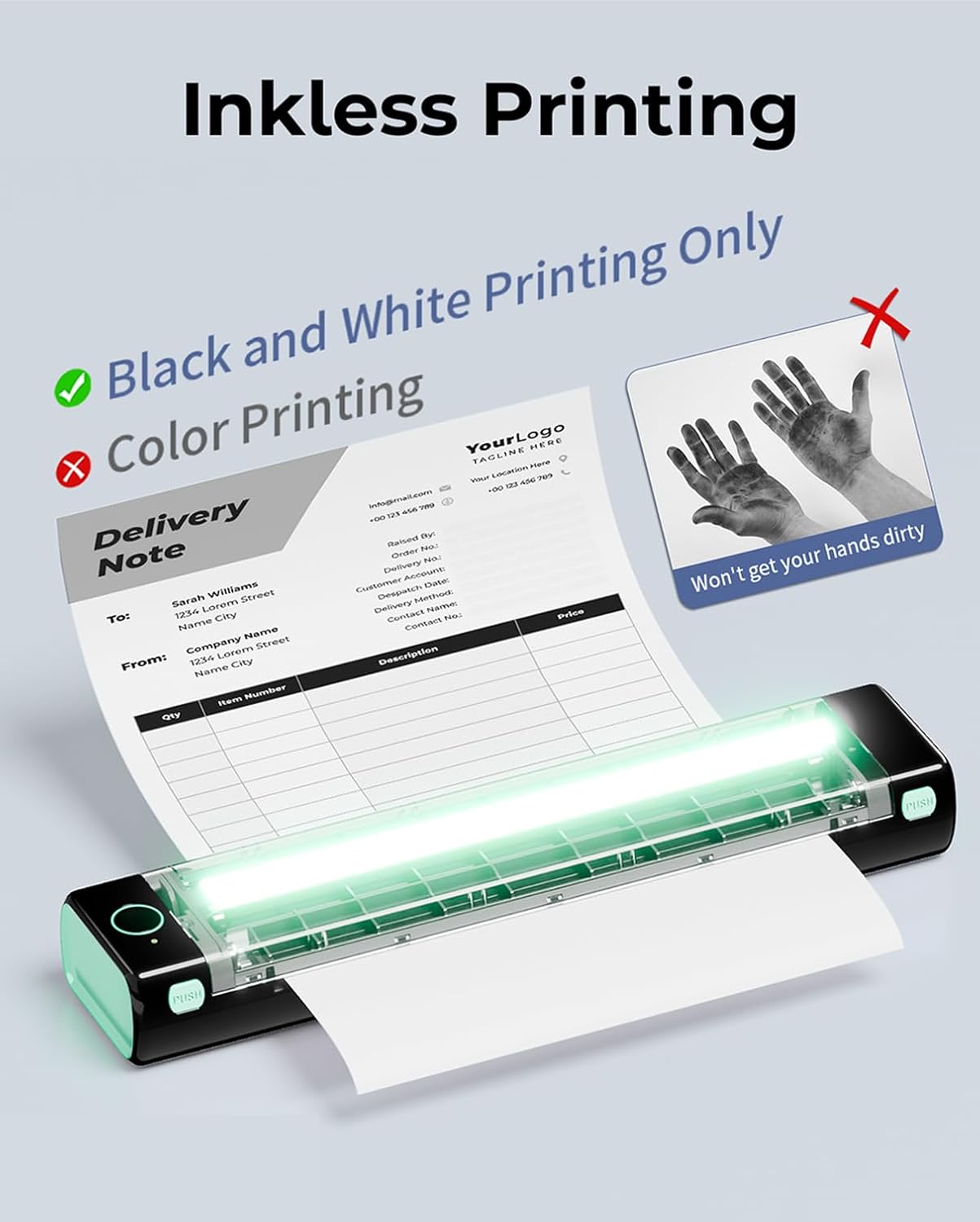 Phomemo Portable Printers Wireless for Travel, M08F Inkless Thermal Printer Support for 8.5"x11" US Letter, Small Bluetooth Printer Compatible with Phone, Laptop for Car, Office, Home Use, School