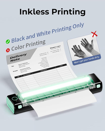 Phomemo Portable Printers Wireless for Travel, M08F Inkless Thermal Printer Support for 8.5"x11" US Letter, Small Bluetooth Printer Compatible with Phone, Laptop for Car, Office, Home Use, School