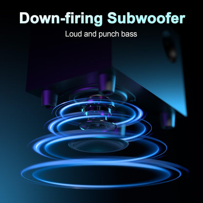 Nylavee Computer Speakers with Subwoofer, 2.1 Hi-Fi PC Speakers System with 6 Lighting Modes, Enhanced Bass, Plug and Play, USB/USB-C Powered and 3.5mm Aux in for Desktop, Monitor, Laptop, Tablet