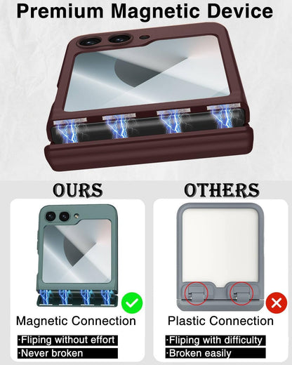 STORMTAL for Samsung Galaxy Z Flip 6 Case/Z Flip 7 FE Case, Hinge Protection, Built-in Screen Protector, Wireless Charging, Slim Rugged Phone Protective Case for Galaxy Z Flip 6 Wine