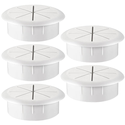 HYCC 5 Pack 2-3/8 Inch Flexible Desk Grommet,Organize Wires and Cables on Office Equipment, Computer Components, Entertainment Systems Effectively - Color: White