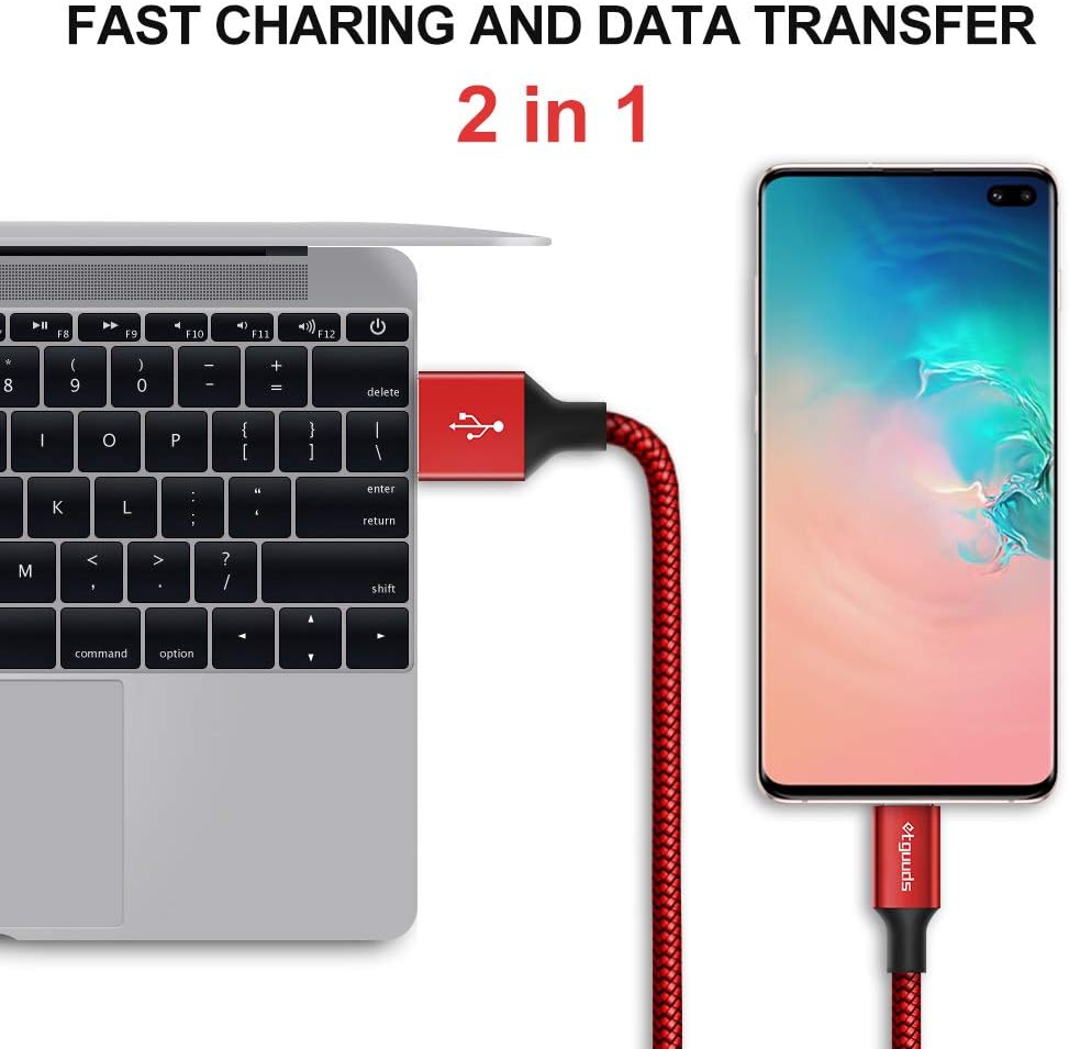 etguuds 6ft USB A to USB C Cable 3A Fast Charging, 2-Pack USB A to USB Type C Charger Cord for iPhone 16 15 Pro/Pro Max/Plus, for Samsung Galaxy S24 S23 S22 S21 S20 S10 A55 A54 Flip Note, Moto, Red