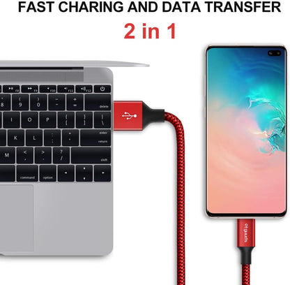 etguuds 6ft USB A to USB C Cable 3A Fast Charging, 2-Pack USB A to USB Type C Charger Cord for iPhone 16 15 Pro/Pro Max/Plus, for Samsung Galaxy S24 S23 S22 S21 S20 S10 A55 A54 Flip Note, Moto, Red