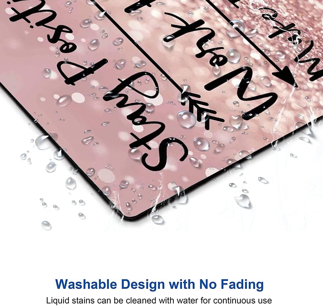 Inspirational Quote Mouse Pad, Stay Positive Work Hard and Make It Happen Motivational Pad for Women, Square Waterproof Non-Slip Rubber Base MousePads Office Laptop