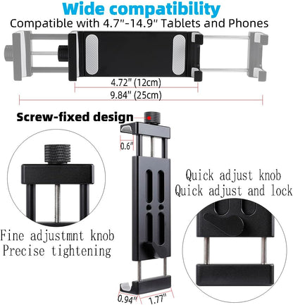All-Aluminum Car Tablet Holder with Heavy Duty Drill Base, Compatible with iPad Pro Mini 4.7"-15" Samsung Galaxy Tab Tablets, Car Tablet Mount for Truck,Business ,Boat,Dashboard,Desk,Wall Mounting