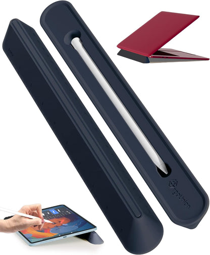 3 in 1 Silicone Laptop Stand, Keyboard Riser for Ergonomic Typing/Reading, Portable Laptop Cooling Stand, for Home Office School and Travel, Oval Base, Midnight