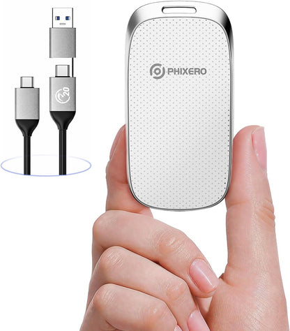 PHIXERO P20 External Portable SSD 512GB,up to 2050Mb/s,External Solid State Drives with 2 in 1 USB C Cable with LED Indicator,USB 3.2 Gen 2 Portable Hard Drive for iPhone 15/16 PRO, Mac, PC & Laptops