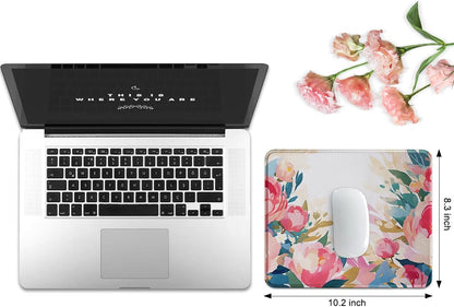 JIKIOU 3 Pack Mouse Pad with Stitched Edge, Comfortable Mouse Pads with Non-Slip Rubber Base, Washable Mousepads Bulk with Comfortable Cloth, Mouse Pads for Computers Laptop 10.2x8.3inch Multi Peony